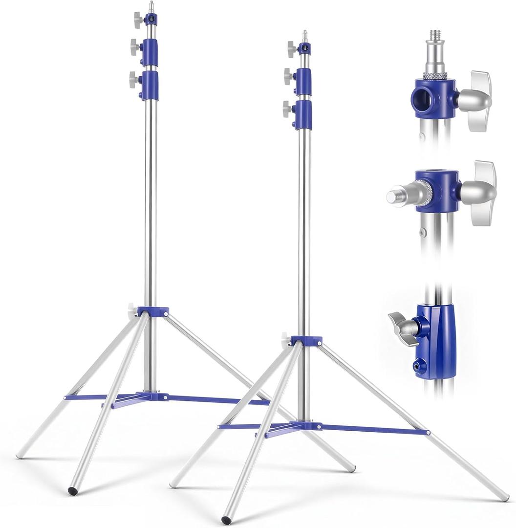 Light Stand Photography Kit, 10.5ft/320cm Studio Light Stand with 1/4" and 3/8" Screw, Adjustable Lighting Stand for Softbox, Ring Light, LED Panel, Professional Light Stand Tripod-2 Pack