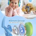 acer Kids Bluetooth Headphones, 85dB Volume Limiter, Foldable Wireless Over-Ear Headphones for iPad, Travel, 75H Playtime, Bluetooth 5.4, Built-in Mic, Blue Green