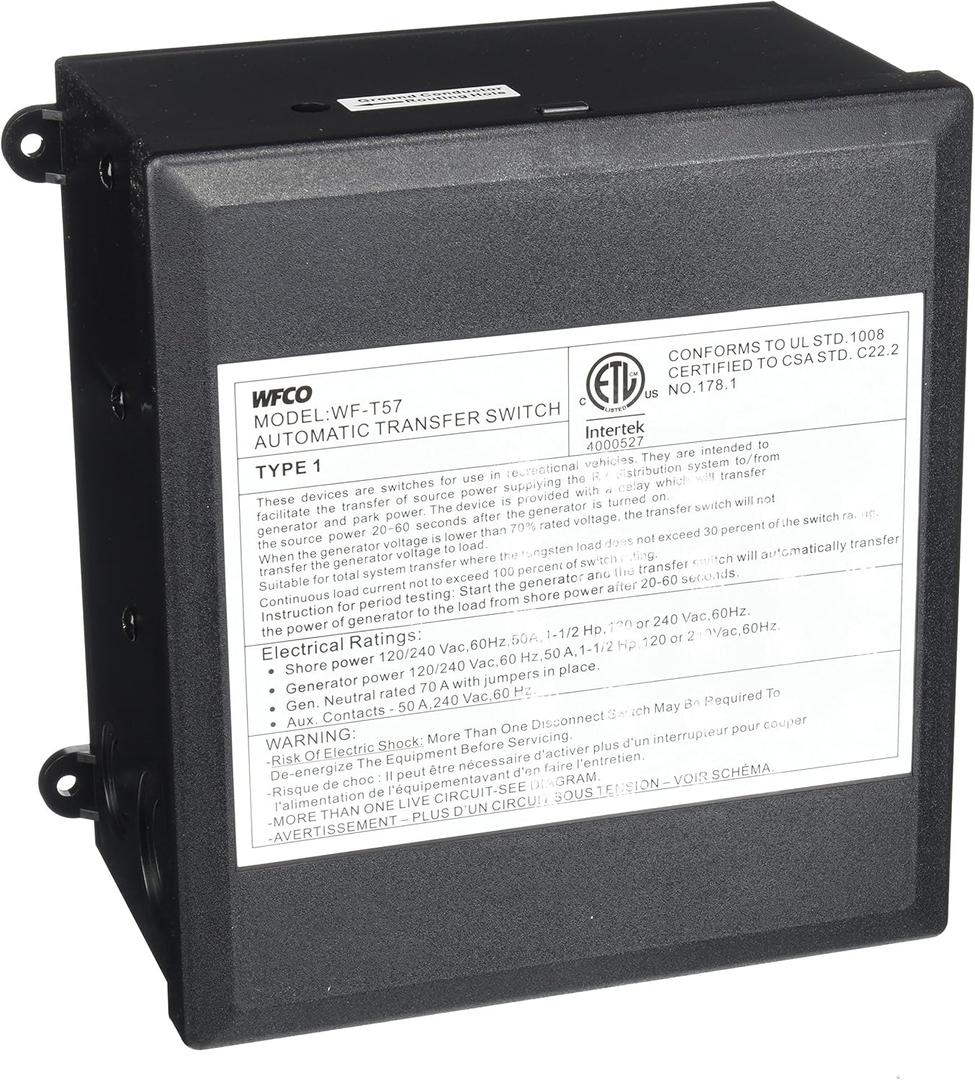 WFCO T57 50 Amp Transfer Switch, Black