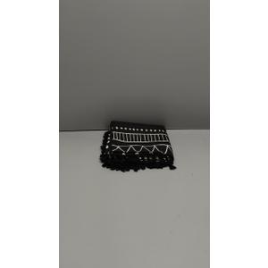 RYNGHIPY Black Boho Kitchen Valances for Windows, Farmhouse Tier and Valance Window Curtain with Tassels, Short Curtains for Bathroom, Living Room, Farmhouse, Bedroom, 55 x 36 Inches Length
