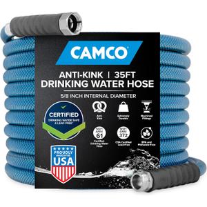 Camco TastePURE 35-Foot Premium Camper/RV Drinking Water Hose - Features a Heavy-Duty No-Kink Design with Strain Relief Ends & 5/8-Inch Inside Diameter - NSF Drinking Water Safe Certified (22843)