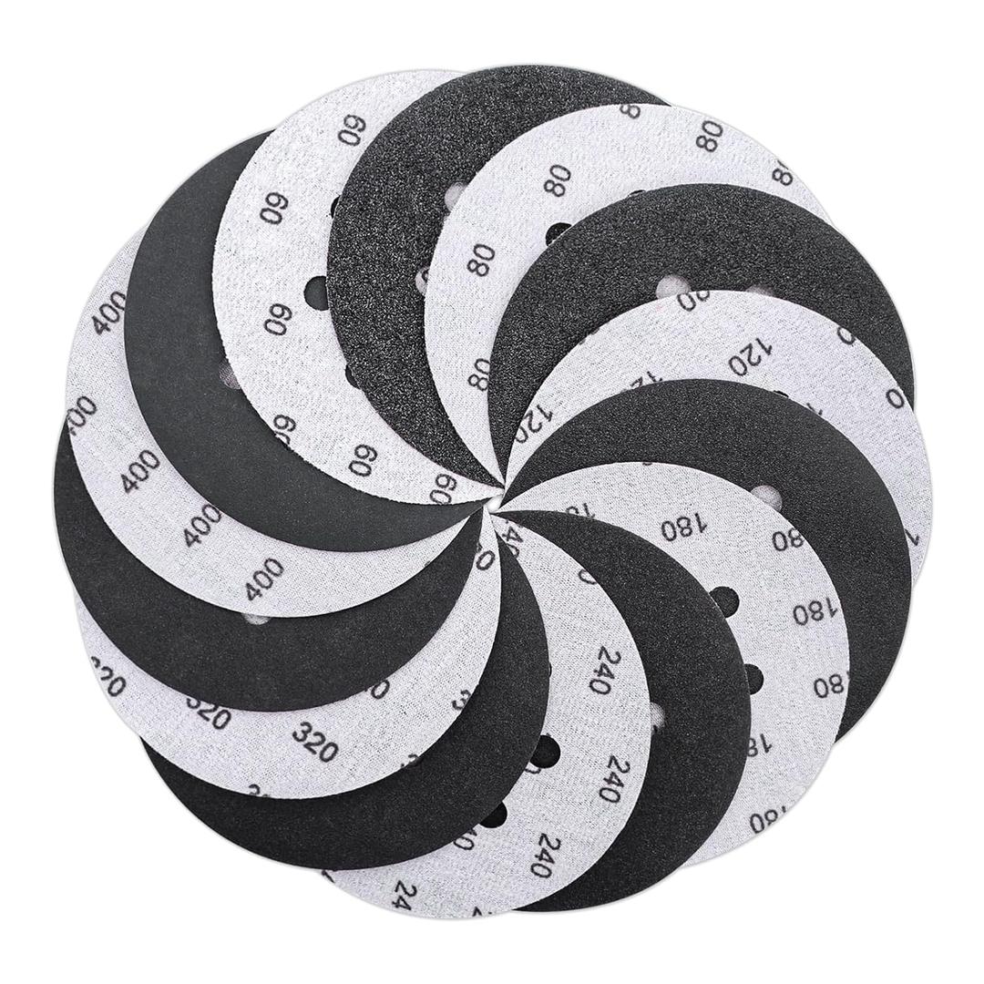 70 Pieces 5 Inch Wet Dry Sanding Discs, VIBRATITE 8 Holes Hook and Loop Sandpaper 60/80/120/180/240/320/400 Assortment Grits for Orbital Sander Automotive Wood Metal Plastic Sanding Polishing
