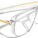 VISOONE TR90 Blue Light Blocking Glasses Women Men Octagon Aviator Anti Eyestrain Lightweight Metal Temple Marion