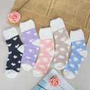 Loritta 5 Pairs Womens Fuzzy Socks Winter Warm Cozy Fluffy Super Soft Slipper Socks (A - Love Heart Patterned)