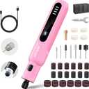 Katerk Pet Dog Nail Grinder - 5 Speed Quiet Electric Dog Nail Trimmer with 360LED Light, 2500mAh Rechargeable, 32PCS Cordless Rotary Tool for Small Medium Large Dogs & DIY Sanding, Carving (Pink)