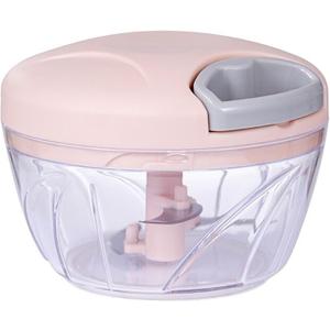Manual Garlic Chopper, 500Ml Pink Cover ABS Resin Hand Pull String Chopper for Crushing Vegetables and Spice (Pink)