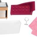 Lori  Luxury Bathroom Set  Bathroom Playset for Mini Dolls  Dollhouse Furniture for 6-Inch Dolls  Bathtub, Vanity, Lounge Chair  3+ Years