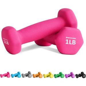 Balelinko Rubber Grip Encased Dumbbell Cast Iron Weight with Anti-Slip Handle Dumbbell -Strength Training Equipment - Home Gym Accessories - Full Body Workout - Muscle Building, 1LB Pair