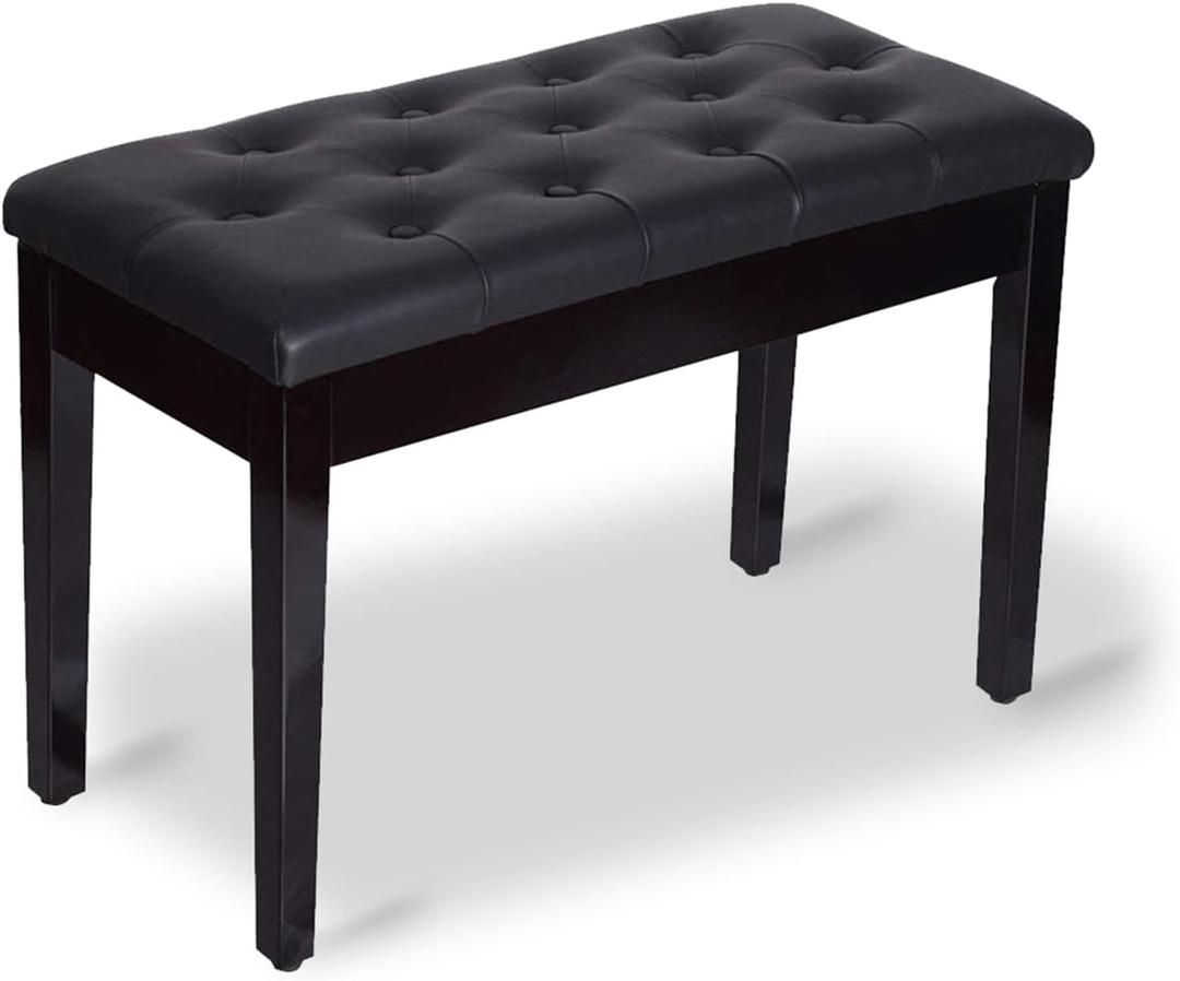 Piano Bench with Padded Cushion and Music Book Storage Compartment, Duet Wooden Seat, 13.7 x 29.5 x 20 inches, Load 440lb Black