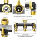 3 Way Garden Hose Splitter,High Flow Outdoor Faucet Splitter,Hose Splitter with Independent Shut Off Valves,Wide Spacing for Hose Timers,Sprinklers,Lawn,Yard and Garden Watering