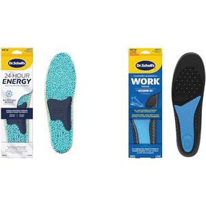 Dr. Scholl's Men's Shoe Insoles - 24-Hour Energy Multipurpose Size 8-14 & Work All-Day Superior Comfort with Massaging Gel, 1 Pair Each