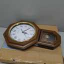 Pendulum Wall Clock Battery Operated, Imitation Wood Plastic Regulator Clock with Pendulum,Vintage Decorative Wall Clocks for Living Room,Farmhouse,Office,Bedroom,Kitchen,Wall Decor (Brown)