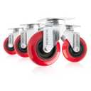 POWERTEC 3 Inch Swivel Caster Wheels Set of 4 with 640 lbs Loads, Heavy Duty Plate Casters, PU Castor Wheels for Furniture, Cart, Dolly and Workbenches (17206)