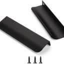 Edge Matt Black Finger Pull for cabinets Kitchen Concealed Drawer pulls Aluminum Door Handle for Home 5 Pack Modern Hole to Hole 6" Overall Length Easy Installation