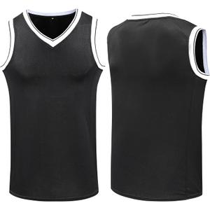 YWIES Plain Basketball Jersey, Blank Team Uniform, Hip Hop Hipster Short Sleeveless Active Shirts (2XL, Black-white)
