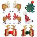 NBjiuyin 8Pcs Christmas Hair Clips Cute Decorative Cute Hair Accessories Antlers Headdress Hairpin Christmas Tree Hat Hair Bows for Girls Women Kids Gifts
