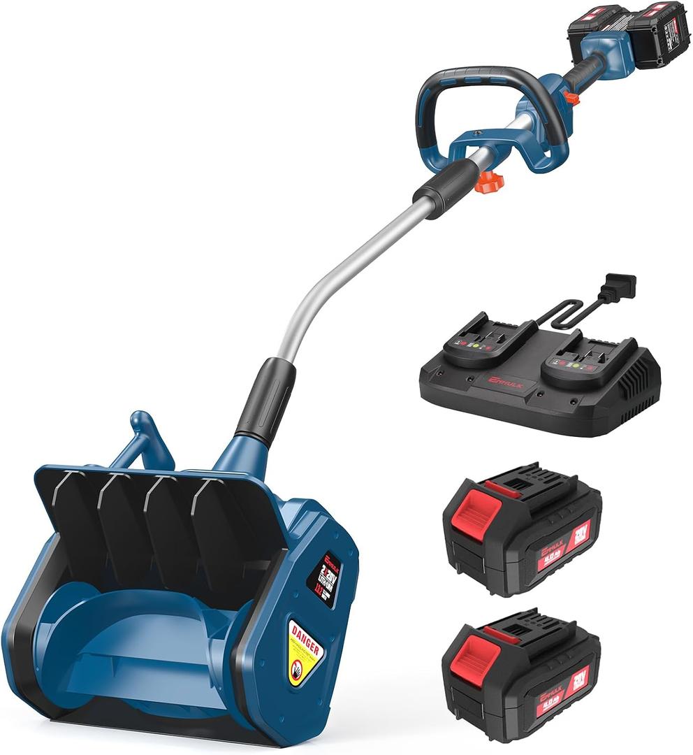 Electric Snow Shovel, 40V | 13-Inch | Cordless Snow Blower, Battery Powered Snow Blower with Directional Plate & Adjustable Front Handle (2 * 20V Battery & Dual Quick Charger Included)