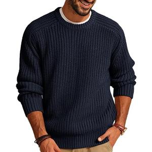 PJ PAUL JONES Mens Sweater Crewneck Knit Sweaters Casual Textured Pullover Sweater, Color: Charcoal Black, LX