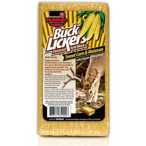 2pcs EVOLVED HABITATS Buck Lickers Sweet Corn & Molasses Flavored Salt Block 4 Lbs Mineral Deer Attractant - Ready & Easy to Use Time-Release All Year-Round Food Supplement for Deer, Elk & Moose