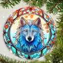 Wolf Christmas Ornament - Ceramic Wolf Ornaments for Christmas Tree Gifts - Animal Lovers Keepsake