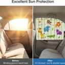 Car Window Shades for Baby & Kids, Roller Style Side Window Sunshade with Slide Track, Thick Blackout Fabric UV Protection Sun Shade with Cartoon Pattern & Storage Strap, Universal for Cars SUVs