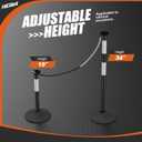 HiGiant 2 Pack 34 Inches Traffic Delineator Posts with Weighted Rubber Base, Portable Black Safety Posts Cones with Reflective Collars and 5 Ft Plastic Chains for Parking Lot, Construction Work