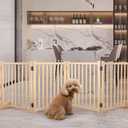 YOCAN Paint-Free Wooden Freestanding Dog Gates for The House,Doorways, Stairs,Wood Dog Fences Indoor Pet Gate,Step Over Fence-6 Panel H:23