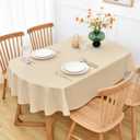 NEWISHER Beige Oval Tablecloth 60x120 inch, Heavy Duty Polyester Fabric Table Cloth, Reusable Washable Solid Table Cover for Dining, Kitchen, Party, Wedding, Indoor Outdoor Tabletop Decoration