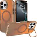 Cute Case for iPhone 16 Pro Max Case with Stand for Women Girls Men [Compatible with Magsafe] Aesthetic Glitter Sparkly Bling Magnetic Phone Cover with Camera Lens Kickstand, Iridescent Gold