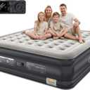 OhGeni King Air Mattress Family Choice Award with Built-in Pump,18'' Comfortable Blow Up Colchones Inflables Mattress for Home,Guests, Portable Air Bed for Adults, Airbed Supports Up to 650 lbs,Black