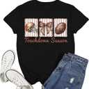 Football Mom Shirt Women-Cute Touchdown Season T-Shirts Game Day Mama Short Sleeve Funny Football Tee Top