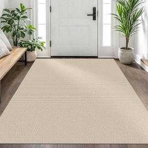 EARTHALL Woven Area Rug 4x6 Ft Washable Rugs for Entryway Non Slip Braided Throw Rugs Bedroom Carpet Cotton Entry Rug Cotton Floor Carpets for Bedroom Dining Room Living Room, Beige/Khaki