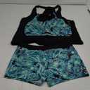 Tempt Me 3 Piece Tankini Swimsuits for Women Athletic Bathing Suits Swim Tank Top with Boy Shorts and Bra Modest Swimwear (Large, Green Paisley)