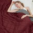 Weighted Blanket for Adults (12lbs, 60"x80" Queen Size) - Cooling and Breathable Heavy Blanket for 110-130lbs with Glass Beads - Soft Thick Blanket for All-Season Sleeping Comfort - Red Grey 