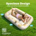 SLOOSH Inflatable Tanning Pool Lounger Float, 70" x 46" Pool Floats Adult with Pillow, 4 in 1 Suntan Tub Raft Floatie,Sunbathing Bed Lounge for Water Blow Up Kids Ball Pit Party Gifts, L-Golden White