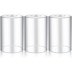 Teenyyou 3 Pcs Clear Glossy Glass Shade Replacements for Pendant Light Fixtures Glass Lamp Shade Cover, 15/8 Inch Fitter E26 Base, 4"w x 6"h, Replacement Lamp Globe for Chandelier Wall Sconce