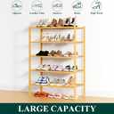 Smiry Shoe Rack, 5 Tier Thick Bamboo Shoe Organizer, Stackable Free Standing Wooden Shoe Storage Shelf for Closet, Entryway, Front Door Entrance, Natural