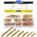 120Pcs M4 M6 Hanger Bolts, Double Headed Bolts Self-Tapping Screw Hanger Bolts for Furniture Screws Double Screw Threaded Rods Bolt, M4x25, M4x30, M6x30, M6x35, M6x40, M6x50, M6x60 (Gold)