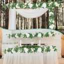 White Rose Garland Simulation Flower Garland for Wedding Bells Decoration Artificial Flower for Party Furniture Garden Tablescape Decoration