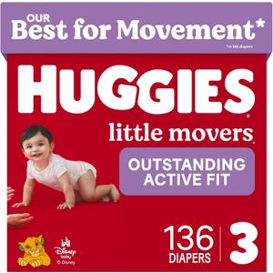 Huggies Little Movers Diapers Size 3, 136 Count