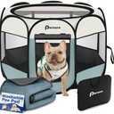 Dog Cat Playpen Indoor Outdoor for Puppy Pet Dogs Cat Travel and Recovery After Surgery, Dog Enclosure Tent Crates Cage, Portable Pop Up Dogs Kennel with Carrying Case(Grey, Small with Pad)