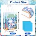 TAKEALOOKO 16 Pcs Axolotl Party Favor Bags - Axolotl Birthday Gifts Bags with Wrap Paper, Blue Cartoon Amphibian Themed Candy Goodie Bag for Kids Birthday Baby Shower Parties Supplies