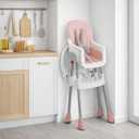 Dream On Me TableTalk 2-in-1 High Chair for Baby & Toddler Convertible High Chair to Junior Chair, Removable Padded Seat, Dual Dishwasher-Safe Trays, Styrdy Steel Frame, Quick Folding Design Pink