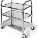 Nisorpa 3 Tier Stainless Steel Utility Cart L30 x W16 x H33 Inch Kitchen Rolling Carts with Wheels Serving Trolley Catering Storage Shelf with 2 Lockable Wheels for Hotel Restaurant Home Use