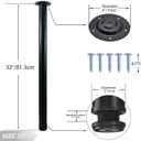 QLLY 32 inch Adjustable Tall Metal Desk Legs, Office Table Furniture Leg Set, Set of 4 (Black)