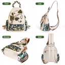 Girl's Convertible Sling Bag, Hand Craft Artisan Purse, Beautiful Canvas Premium Casual Day Mini Backpack for Women (Green Marsh)