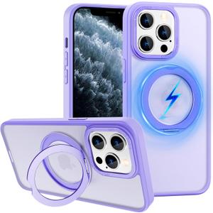 ZHK 360 Rotatable Ring for iPhone 11 Pro Max Case Magnetic, [Military Grade Drop Proof] [Translucent Frosted Back Panel] Slim Non-Slip Matte Phone Case for iPhone 11 Pro Max 6.5'', Light Purple