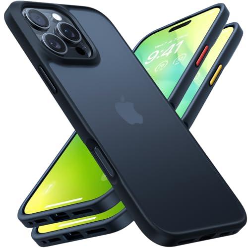 TORRAS Guardian Shockproof for iPhone 16 Pro Case, [4X Military-Grade Test Protection] Anti-Scratch DIY-Buttons Slim Thin Translucent Matte Hard Back Case for iPhone 16 Pro, Black