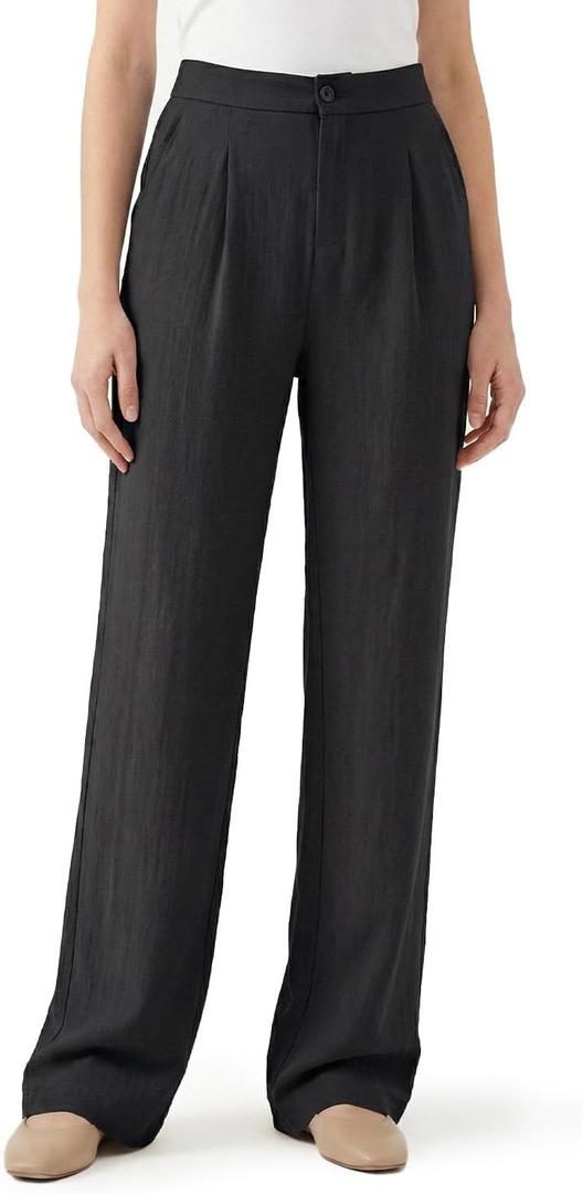 Zylioo Tall Linen Pants Women 5'8"+ Height Wide Leg Straight Palazzo Dress Pants for Work Summer Business Casual
