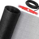 Window Screen Replacement Kit, 48'' x 118'' Fiberglass Screen Mesh with Rolling Tool and Screen Retainer Spline, DIY Adjustable Screen Door Mesh for Window, Door and Patio, Black